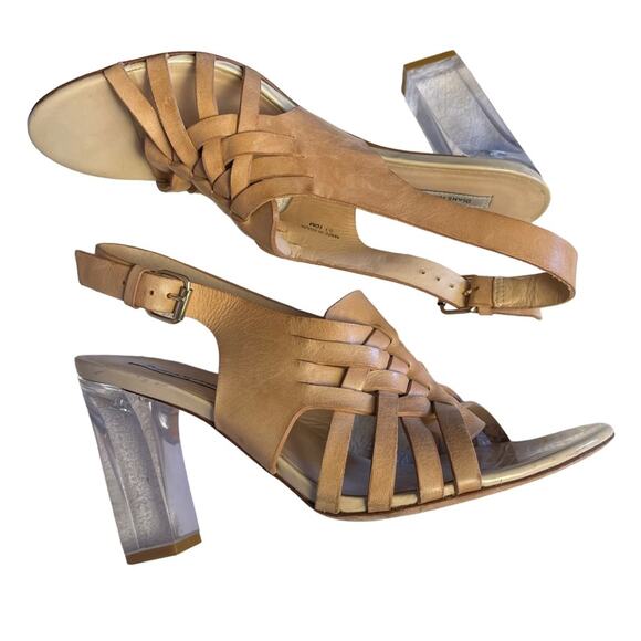 Diane Von Furstenberg Tan Clear Taite Acrylic Lucite Heels Sandals Shoes Size 10 - Picture 3 of 11
